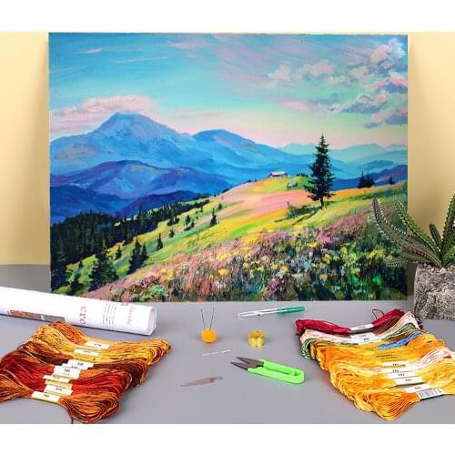 Landscape Carpathians Printed Fabric 11CT Cross-Stitch Complete Kit Embroidery DMC Threads Sewing Handmade Wholesale