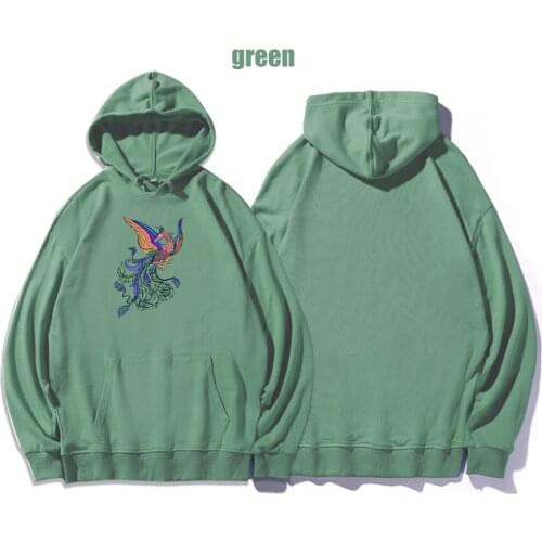 Green Unisex Oversized Thin Hoodies Women Sweatshirts Autumn Large Phoenix Printed Graphic Pullover Loose Cotton 5xl Couple Coat