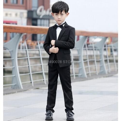 Flower Boys Formal Wedding Suit Gentleman Kids Jacket Vest Pants 3Pcs 007 Set Children Performance Party Tuxedo Dress Costume