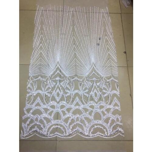 Stock 5yards xx120# white Sequins tulle mesh lace fabric for bridal wedding dress/sawing Free shipping