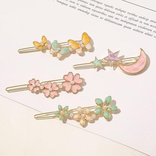 New Arriving Pastel Hairclips For Girls Kawaii Flower Butterfly Hairpins Vintage Korean Fashion Butterfly Clips For Kids Girls