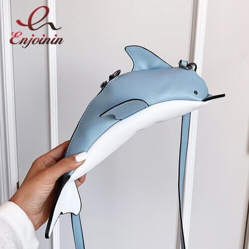 Fun Cute Leather Dolphin Design Women Fashion Purses and Handbags Crossbody Bag Girls Shoulder Bag Casual Clutc Bag 2020 Bolsas