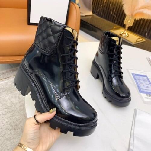 2021Newest Winter Shoes Woman Retro Genuine Leather Ankle Boots Woman Marten Boots Short Boots Round-Toes High Heels Boots Woman
