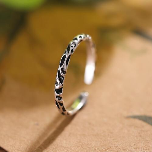 Vintage Simple 925 Sterling Silver Open Rings For Women Retro S925 silver jewelry adjustable ring for girls jewelry gift