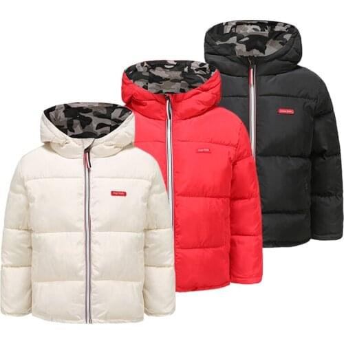 Boy Winter Jackets Cotton Baby Girl Coat Thicken Parka for Girl Camouflage Wearable on both sides Outerwear Childrens' Clothing