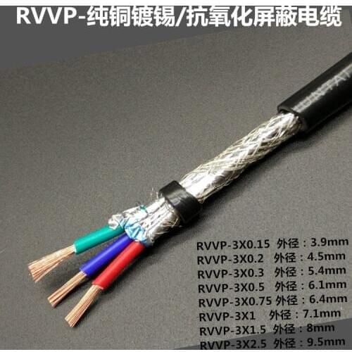 1m High quality 1.0^mm2*3 cores Shielded Cable for spindle,inverter etc,Farrow Cable RVVP Copper Wire Electrical Wires cables