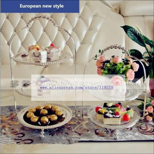1 PCS Silver plated three-layer afternoon tea snack rack West point tray baking dessert cake rack paper cup cake plate
