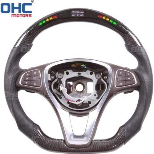 100% Real Carbon Fiber LED Performance Steering Wheel compatible for E GLA GLC V VITO B CLA CLS GLE GLS W204 W205 W213,S213