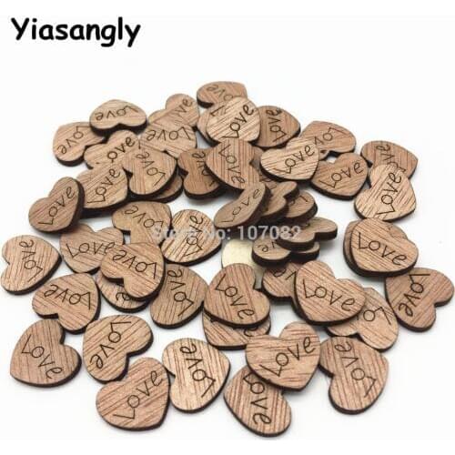 100pcs 15x13mm Love Heart Wood Embellishments Wedding Crafts Toppers Cardmaking Scrapbook