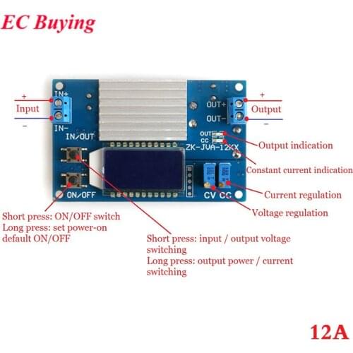 12A Step Down Module DC to DC Adjustable Buck Regulator Power Supply Module Constant Voltage Current With Digital LCD Display