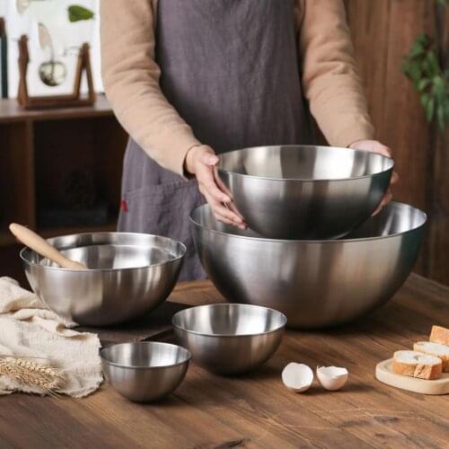 2021 Salad Bowl Space Saving Easy Clean Stainless Steel Thickened BPA Free Mixing Bowl for Kitchen Cooking Baking Tableware