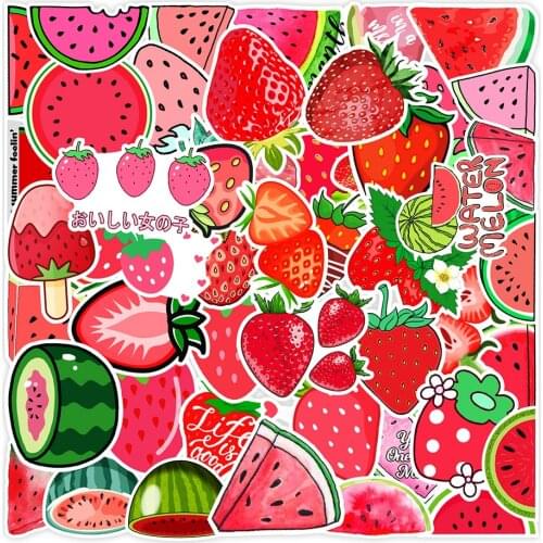 50pcs Strawberry Watermelon Stickers Colorful Fresh Fruits Stickers for Diary Stationery Scrapbooking Album Decoration Sticker
