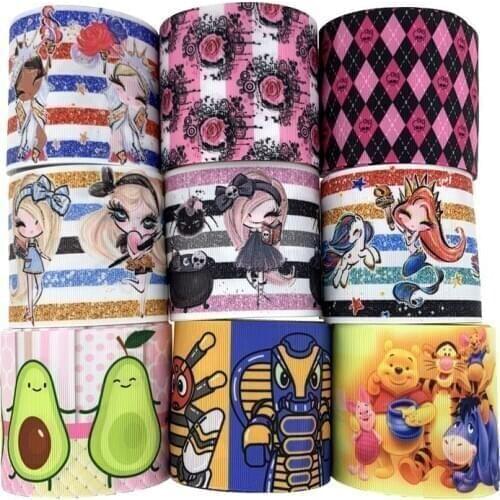 75mm heat transfer printed cartoon avocado Halloween grosgrain ribbon 50yards welcome custom printed