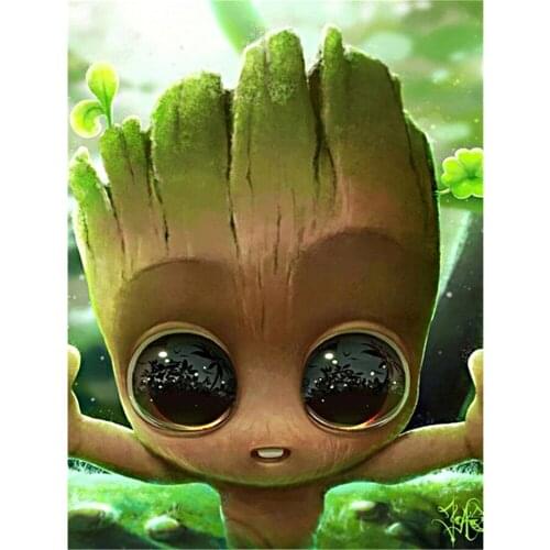 5D DIY Diamond Painting Disney Cartoon Groot Cross Stitch Kit Full Drill Embroidery Mosaic Picture of Rhinestones Home Decor