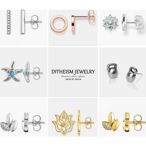 Circle Large Rose Gold Stud Earrings, 2018 New Fashion Jewelry 925 Sterling Silver Trendy Gift For Women Girls Lover