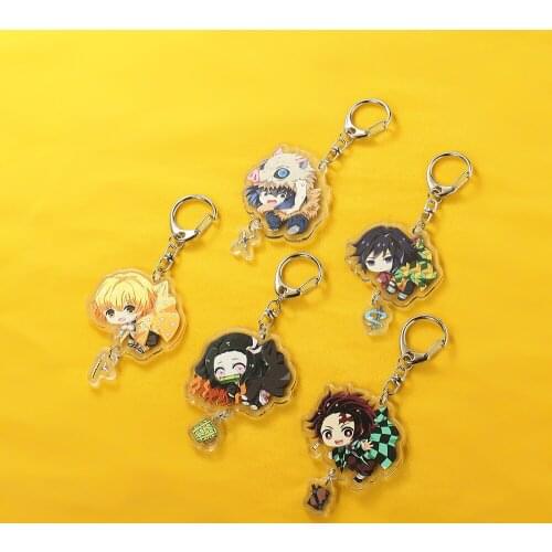 Anime Demon Slayer Nezuko Tanjiro Keychain Cosplay Cartoon Zenitsu Inosuke Pendant Fans Collection Props Hot Gift Toy Wholesale
