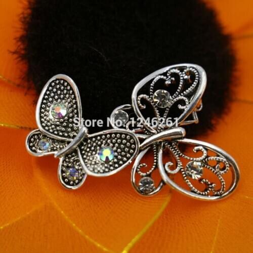 Butterfly Rhinestone Brooch bouquet Breastpin Brooches Crystal Glass Jewelry making Design Accessories For Women Girls 29*43mm