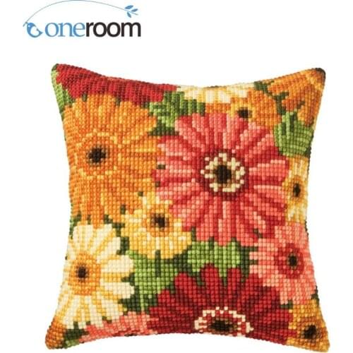 CX0751 Beautiful flowers DIY Acrylic Yarn Embroidery Pillow Tapestry Canvas Cushion Front Cross Stitch Pillowcase