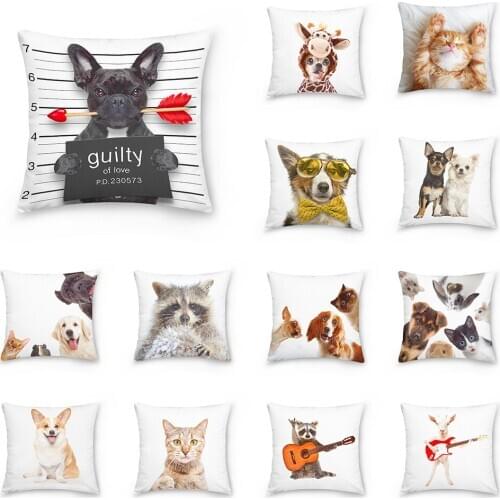 Animal Pattern Cat Dog Decorative Cushions Pillowcase Polyester Cushion Cover Throw Pillow Sofa Decoration Pillowcover