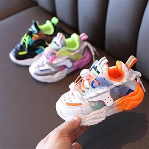 Children Shoes Girls Boys Casual Shoes Fashion Colorblock Breathable Soft Leather Non-slip Toddler Sneakers Baby Toddler Shoes