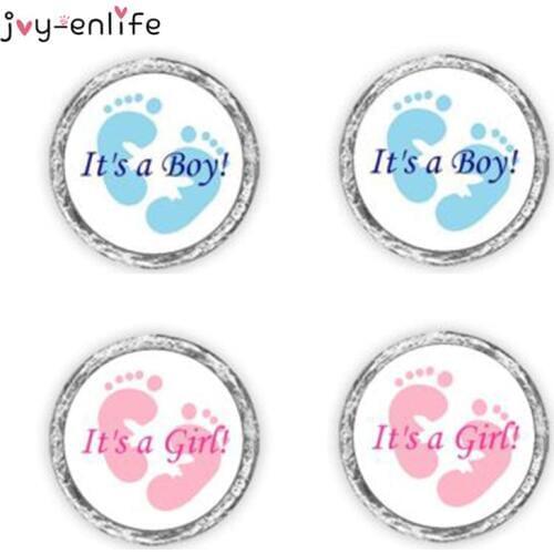 Baby Shower 100pcs 3x3cm "It is a Boy! It is a Girl!" Adhesive Sticker Seal Label Candy Box Decoration DIY Gifts Bag Stickers