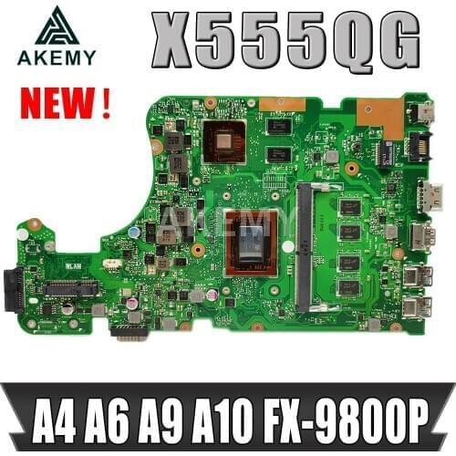 For Asus X555QG X555Q X555B X555BP K555B A555B K555Q Mainboard Motherboard ( A4 A6 A9 A10 FX-9800P ) CPU 4GB 8GB RAM