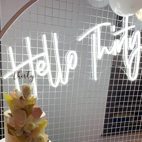 Custom led Hello Thirty Happy Birthday flexible Neon Light Sign Decoration Home Bar Wall Bedroom Party Decorative Cool Neon Lamp