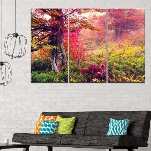 Canvas Painting Majestic landscape of pink autumn trees 3 Pieces Wall Art Painting Modular Wallpapers Poster Print Home Decor