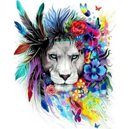 Flower Lion Oil Picture By Number Canvas With Framed 40x60 DIY HandPainted Kits For Adults Acrylic Paint By Number Color Drawing