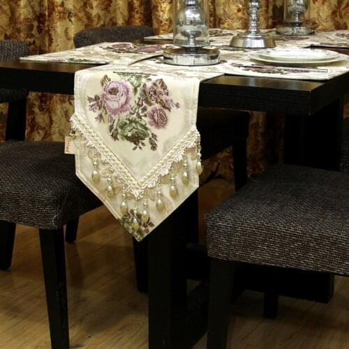 Classical Retro Jacquard luxury table runners home decorate dinner tea table flag series mats flower embroidered Pendants