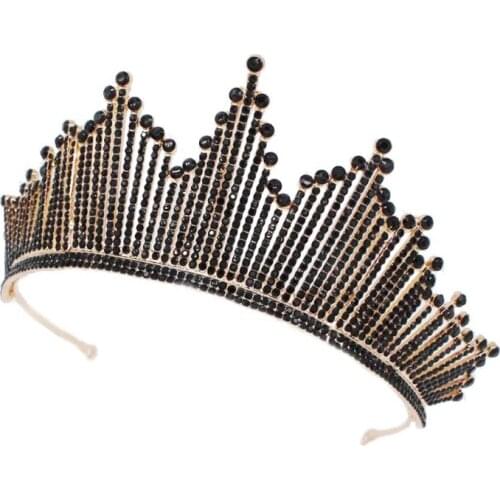 Baroque Crown Tiaras Queen Vintage Crystal Rhinestone Bridal for Women Bride Headbands Wedding Hair Jewelry