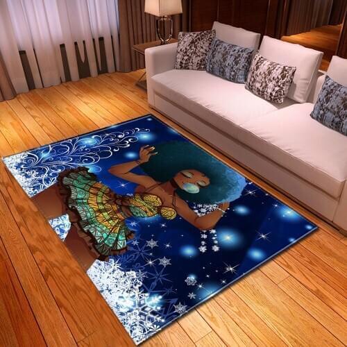 African Girl Pattern Living Room Carpet Children Bedroom Bedside Mat Kids room Decorative 3D Large Carpet Home Hallway Floor Rug