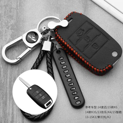 Leather Flip Folding Car Key Cover For KIA Sid Rio Soul Sportage Ceed Sorento Cerato K2 K3 K4 K5 Remote Case Protection