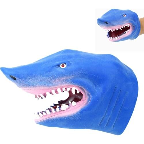 Shark Hand Puppet TPR Animal Head Gloves Simulation Mouth Dentist Bite Finger Shark Model Figure Toy Kids Children Gift
