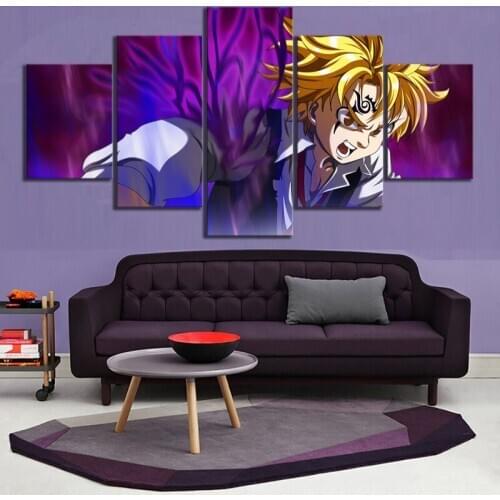 Modular Canvas Painting 5 Pcs The Seven Deadly Sins Hd Prints Wall Art Anime Poster Pictures for Living Room Home Decoration