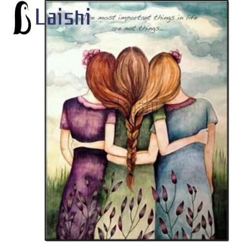 Cartoon Girl Friendship 5d Diy Diamond Painting Circle Square Rhinestone Childrens gifts Mosaic Cross Stitch Home Decoration