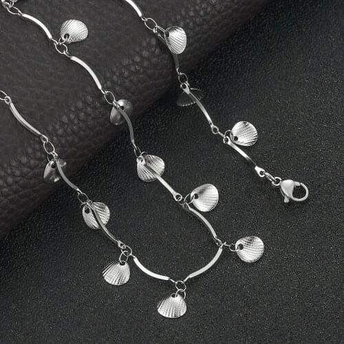 New Style Stainless Steel Small Shell Pendant Embossed Link Chain Ladies Cute Style Fashion Necklace High Quality Gift Jewelry