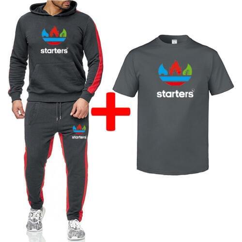 Olevo Mens Sports Suit Cool Print Loose Hoodies Stripe Sweatsuit Long Sleeve Tracksuit Sweatpants Short Tops 3 Piece Jogger Set