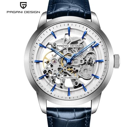 PAGANI DESIGN Watch Mens Automatic G3265Z Movement Business Waterproof Watch Leather Skeleton Hollow Classic man Wristwatch