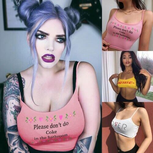 Hot Women Summer T-shirt Sleeveless Letter Printed Tops Casual T-shirt Womens Tops Back Streetwear