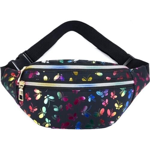 Teenage girl Holographic Waist Bags Women Butterfly Fanny Pack Female Belt Bag Geometric Waist Packs Laser Chest Phone Pouch