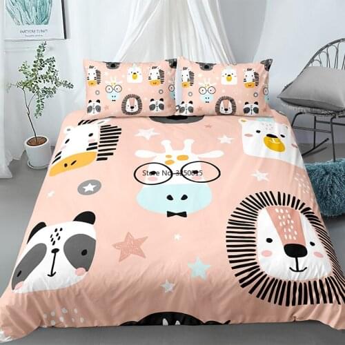 Drop Shipping Cartoon Animal Bedding Set Painting Duvet Cover With Pillowcase For Adults Kids Soft Microfiber Fabric Bedclothes