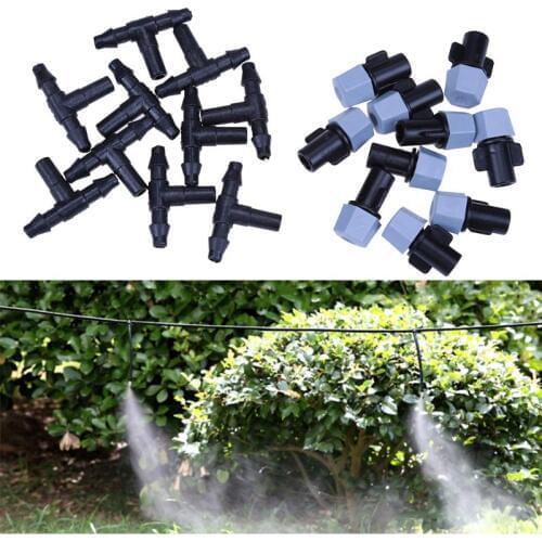 Adjustable Garden Spray Sprinkler Heads 10pcs Nozzle + 10pcs Tee Set Misting Watering Irrigation Nozzle For Irrigation System