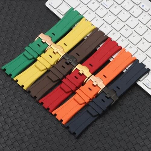 28mm Quality 15703 Nature Fluorine Rubber Silicone Watchband Watch Band For AP Strap Watch For Audemars And Piguet Belt Logo
