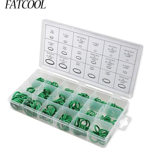 FATCOOL 270pcs/lot Rubber O Ring O-Ring 18 Sizes Green Washer Gasket Sealing Ring Assortment Kit With Case