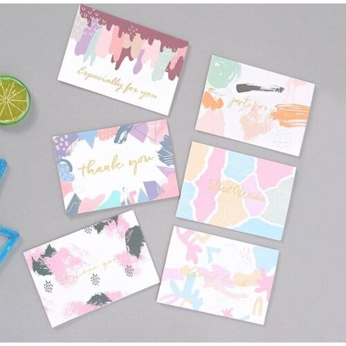 6pcs/set Thank You Best Wishes Good Luck Folding Card Gift Message Card DIY Decoration Holiday Greeting Invitation Cards