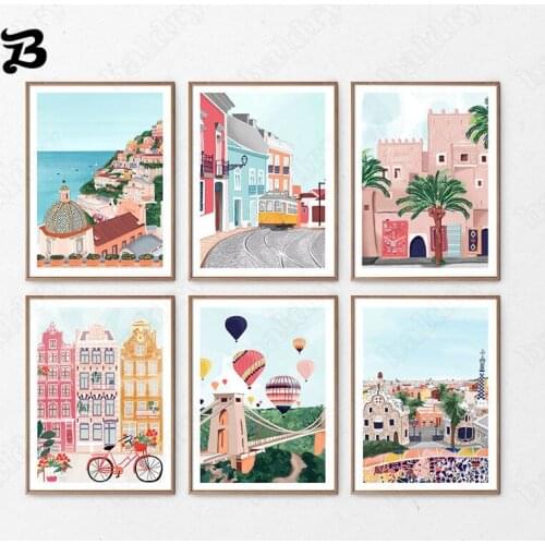 Modern Colorful Landscape Canvas Painting Natural Scenery Painting Travel Prints Pictures Wall Art for Bedroom Home Decoration