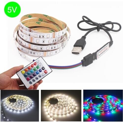 5M 4M 3M 2M 1M USB LED Strip DC 5V Flexible Light Lamp 60LEDs SMD 2835 50CM Mini 3Key Desktop Decor Tape TV Background Lighting