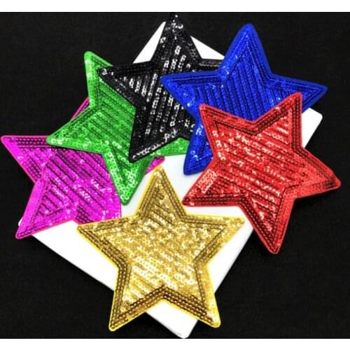 3pcs Multicolor Stars Sequins Iron On Patch Embroidered Applique DIY Jacket T-shirt Coat Decoration Patches Sewing Accessories