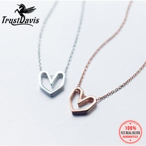 Trusta 2018 Womens Fashion 100% 925 Sterling Silver Jewelry Hollow Heart Pendant Short 40cm Necklace Cute Gift Girls Lady DS302